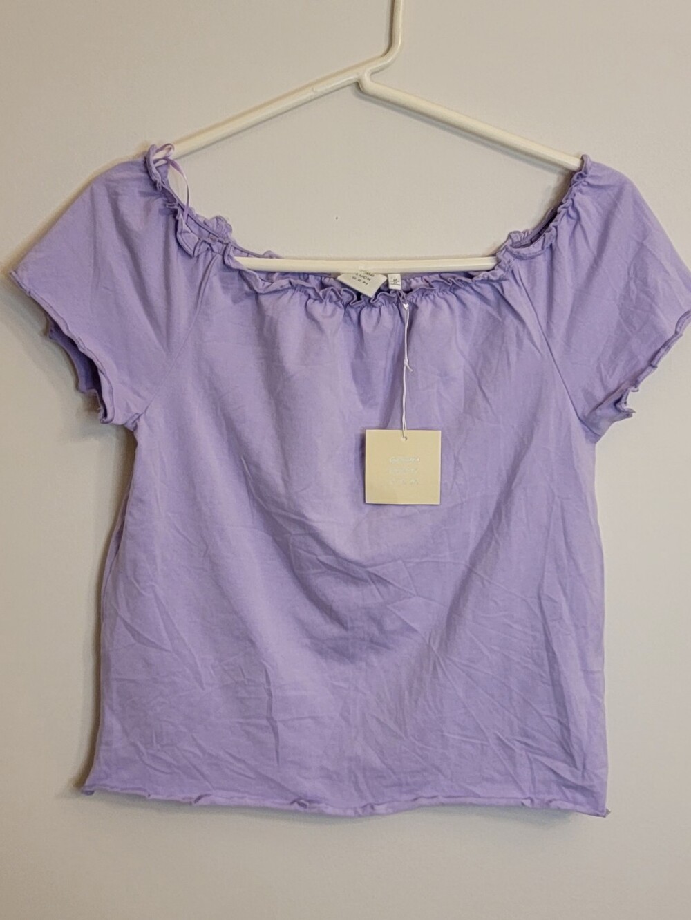 Good Luck Gem Nordstrom Off Shoulder Lavender Dusty Top Teens Size M Cotton NWT